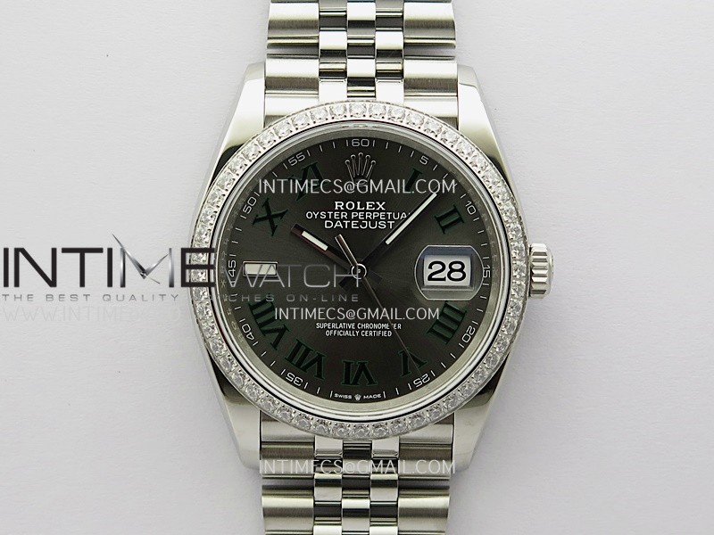 DateJust 126284 Diamond Bezel 904L SS VSF 1:1 Best Edition Gray Dial Roman Markers On Jubilee Bracelet VS3235