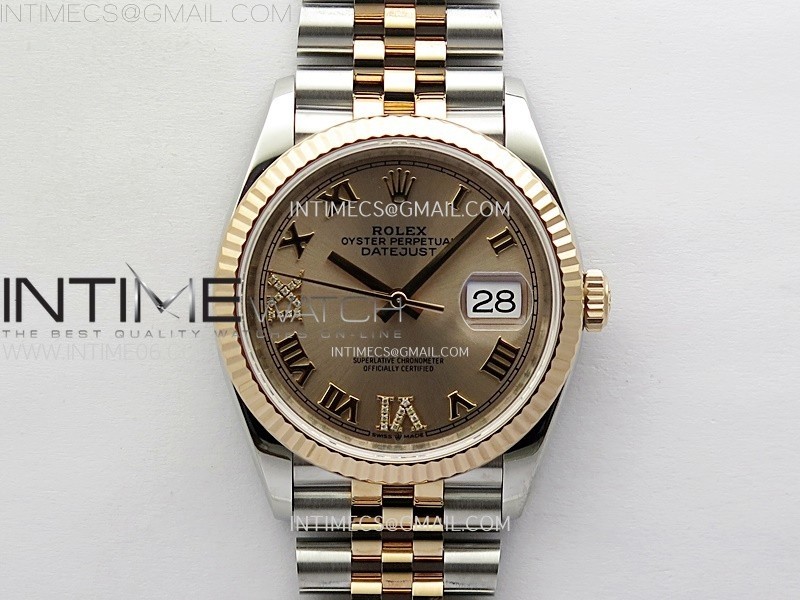 DateJust 36 SS 126231 904L SS/RG VSF 1:1 Best Edition Rose Gold Dial Roman Markers on Jubilee Bracelet VS3235