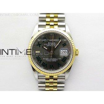 DateJust 36 SS 126233 904L SS/YG VSF 1:1 Best Edition Gray Dial Green Roman Markers on Jubilee Bracelet VS3235