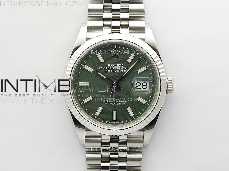 DateJust 36 SS 126234 VSF 1:1 Best Edition 904L Steel Green Leaves Dial on Jubilee Bracelet VS3235