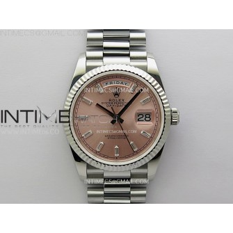 Day Date 128239 Gain Weight SS QF 1:1 Best Edition Pink Dial T-Diamond Markers on SS President Bracelet