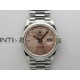 Day Date 128239 Gain Weight SS QF 1:1 Best Edition Pink Dial T-Diamond Markers on SS President Bracelet