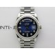 Day Date 128239 Gain Weight SS QF 1:1 Best Edition Blue Dial Diamond Markers on SS President Bracelet