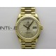 Day Date 128238 Gain Weight YG QF 1:1 Best Edition Champagne Dial Stick Markers on YG President Bracelet