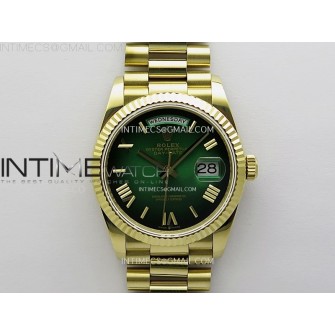 Day Date 128238 Gain Weight YG QF 1:1 Best Edition Green Dial Roman Markers on YG President Bracelet