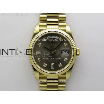 Day Date 128238 Gain Weight YG QF 1:1 Best Edition Gray Dial Diamond Markers on YG President Bracelet