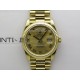 Day Date 128238 Gain Weight YG QF 1:1 Best Edition Gold Dial Roman Markers on YG President Bracelet