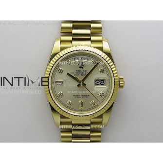 Day Date 128238 Gain Weight YG QF 1:1 Best Edition Champagne Dial Diamond Markers on YG President Bracelet