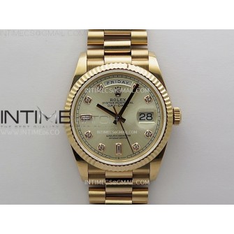 Day Date 128235 Gain Weight RG QF 1:1 Best Edition Champagne Dial Diamond Markers on RG President Bracelet