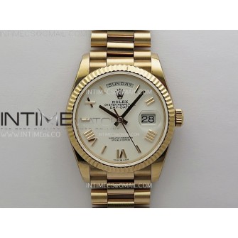 Day Date 128235 Gain Weight RG QF 1:1 Best Edition White Dial Roman Markers on RG President Bracelet