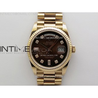 Day Date 128235 Gain Weight RG QF 1:1 Best Edition Brown Dial Diamond Markers on RG President Bracelet
