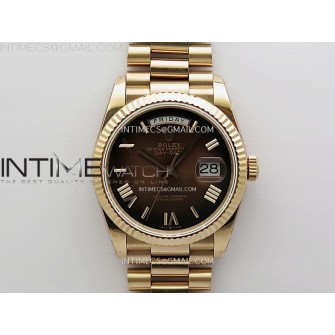 Day Date 128235 Gain Weight RG QF 1:1 Best Edition Brown Dial Roman Markers on RG President Bracelet