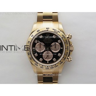 Daytona 126509 904L RG QF Best Edition Black Dial RG Subdial Diamonds Markers On 904L RG Bracelet SA4131