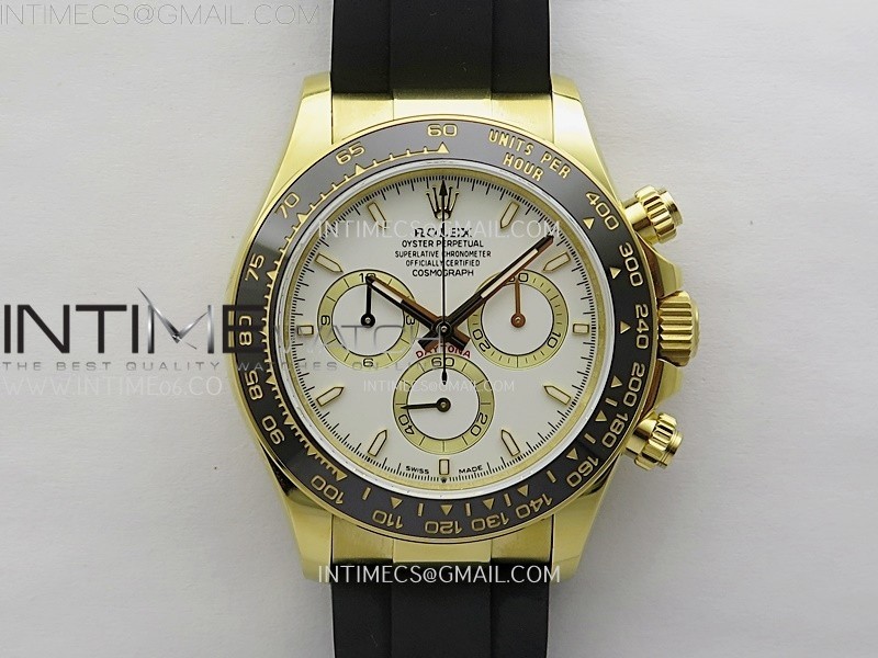 Daytona 126518 904L YG QF Best Edition White Dial White Subdial on Oysterflex Strap SA4131