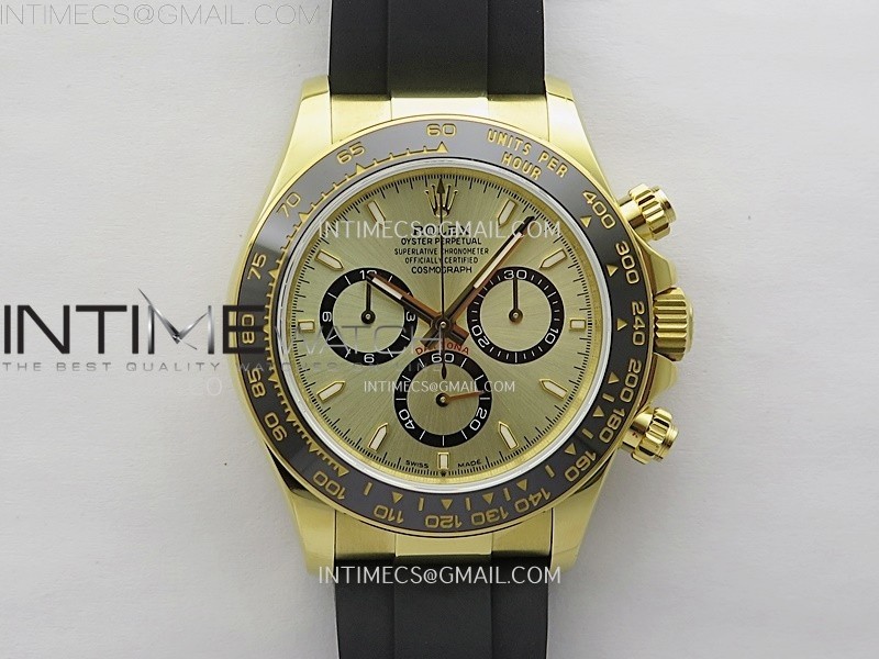 Daytona 126518 904L YG QF Best Edition Gold Dial Gold Subdial on Oysterflex Strap SA4131