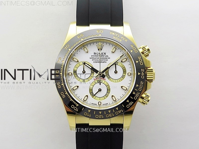Daytona 116518 YG APSF 1:1 Best Edition White Dial White Subdial on Oysterflex Rubber Strap SH4130