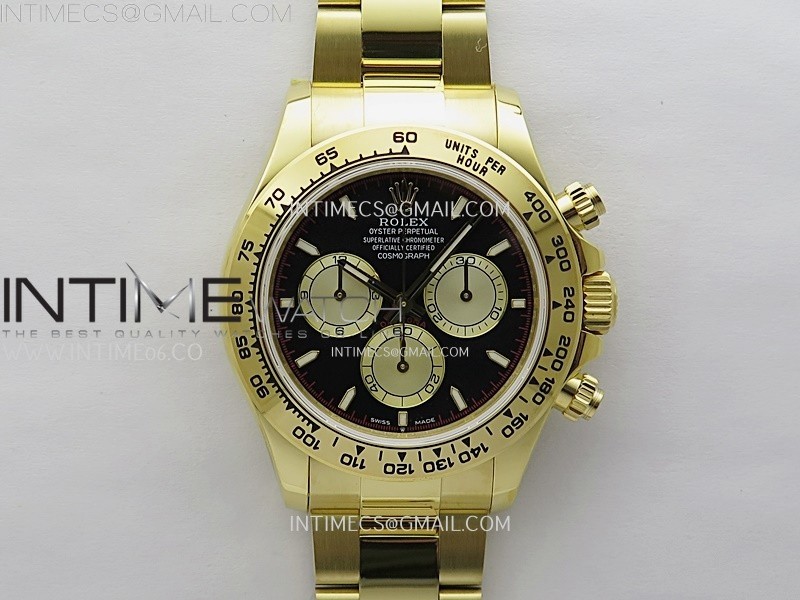 Daytona 126508 Gain Weight YG QF 1:1 Best Edition Black Dial YG Subdial Stick Markers on YG Bracelet SH4131 V6