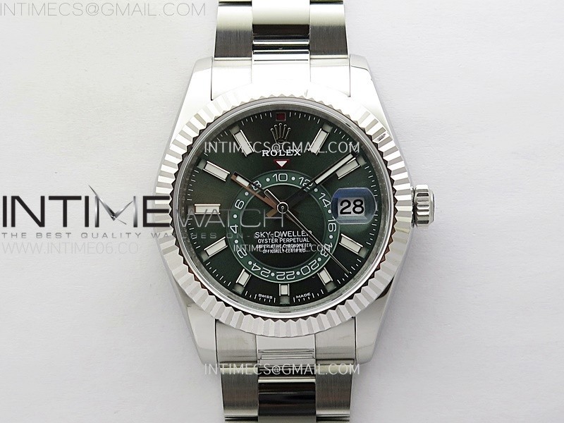 Sky-Dweller 326934 904L SS ZF 1:1 Best Edition Green Dial on SS Bracelet Asian 2824