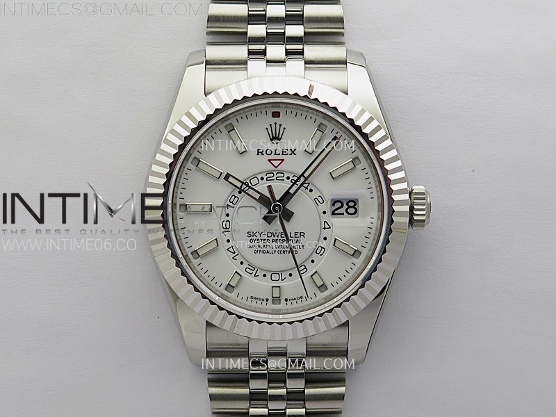 Sky-Dweller 326934 904L SS ZF 1:1 Best Edition White Dial on Jubilee Bracelet Asian 2824