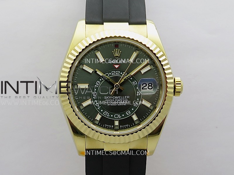 Sky-Dweller 336238 Gain Weight YG ZF 1:1 Best Edition Mint Green Dial on Oysterflex Rubber Strap Asian 2824