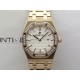 Lady Royal Oak 33mm 67651 Diamonds Bezel RG ZF 1:1 Best Edition White Textured Dial on RG Bracelet RONDA Quartz