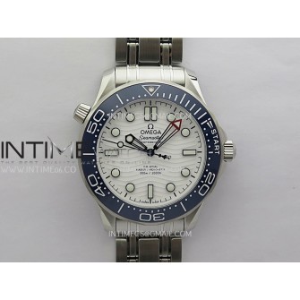 Seamaster Diver 300M Americas Cup SS V4 VSF 1:1 Best Edition White Wave Ceramic Dial On SS Bracelet Super Clone Asian 8800