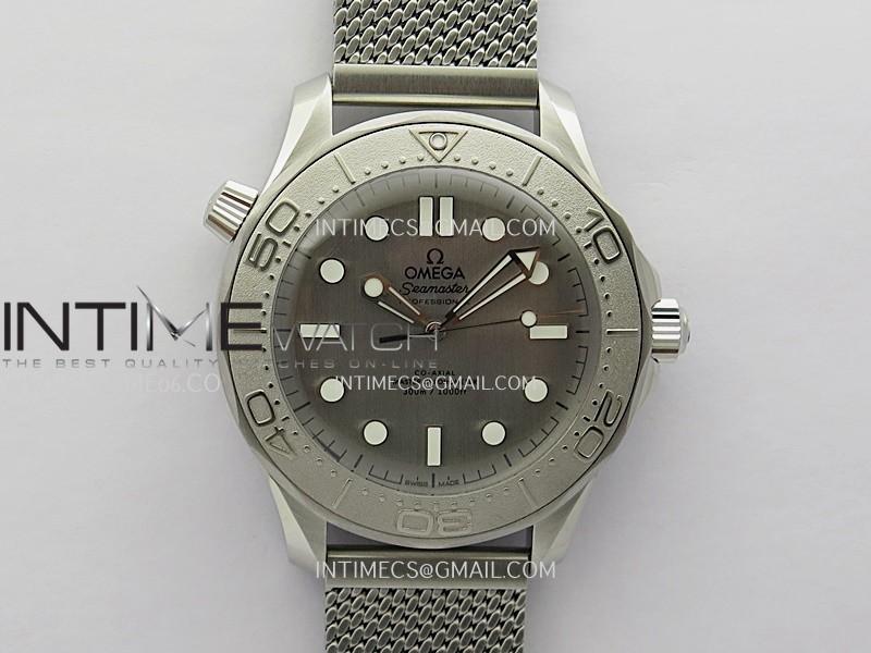 Seamaster 300M 42mm Titanium Bezel SS VSF Best Edition Gray Dial On SS Mesh Bracelet A8806