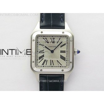 Santos Dumont 43.5mm SS F1F Best Edition Silver Dial on Blue Leather Strap Quartz