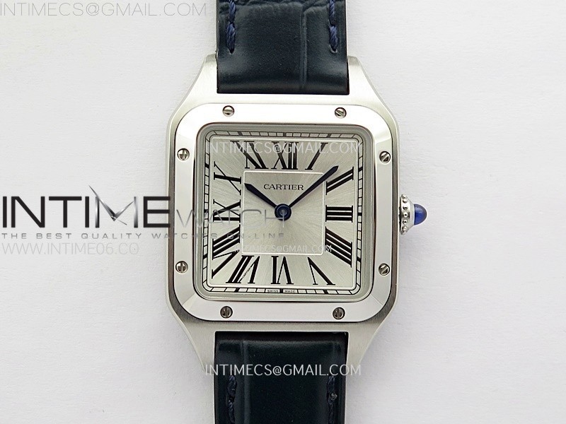 Santos Dumont 38mm SS F1F Best Edition Silver Dial on Blue Leather Strap Quartz
