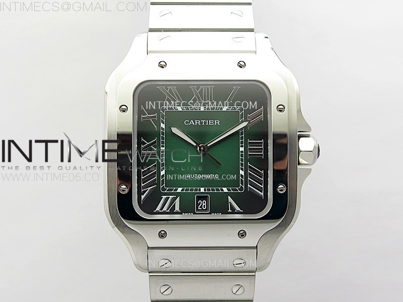 Santos de Cartier 40mm SS 2018 BVF 1:1 Best Edition Green Dial on SS SmartLinks Bracelet MIYOTA 9015