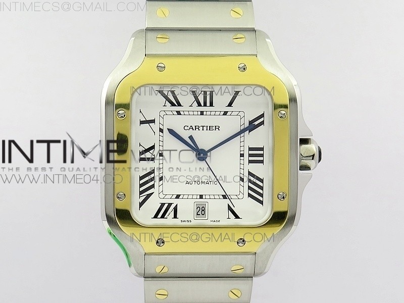 Santos de Cartier 40mm 2018 SS/YG BVF 1:1 Best Edition RG Bezel White Dial on SS/YG SmartLinks Bracelet MIYOTA 9015