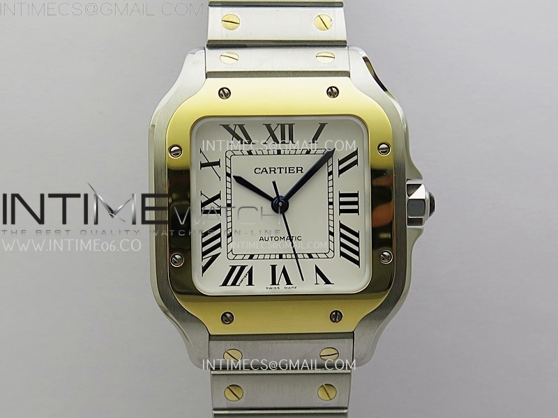 Santos de Cartier 35mm SS/YG 2018 BVF 1:1 Best Edition White Dial on SS/YG SmartLinks Bracelet MIYOTA 9015 V2