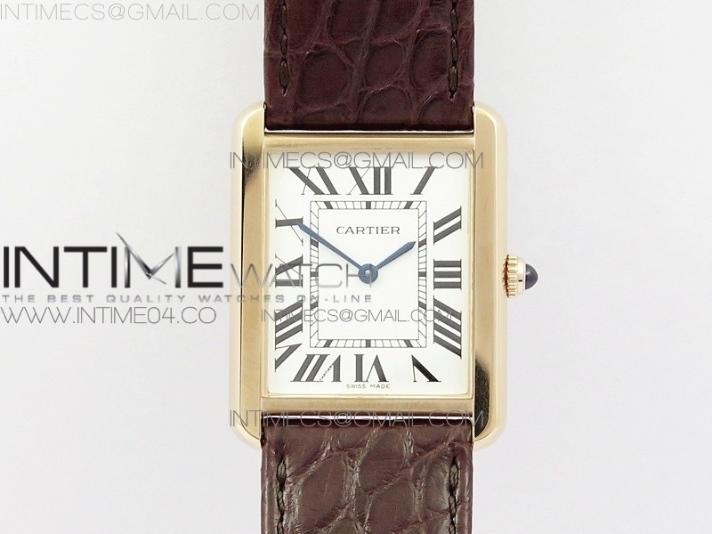 Tank Solo Ladies 28mm RG AF 1:1 Best Edition White Dial on Brown Leather Strap Ronda Quartz