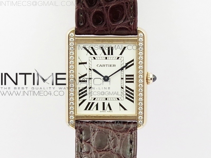 Tank Solo Ladies 28mm Dia Bezel RG AF 1:1 Best Edition White Dial on Brown Leather Strap Ronda Quartz