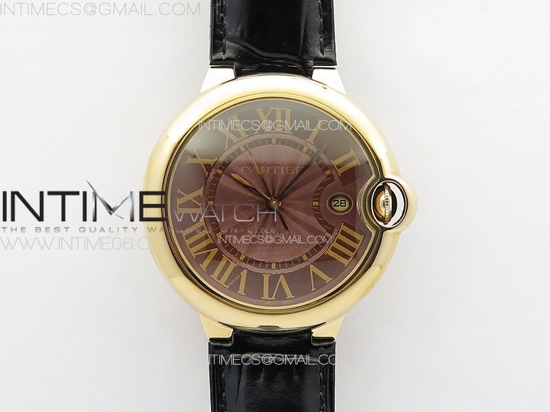 Ballon Bleu 42mm RG 3KF 1:1 Best Edition Brown Texture Dial on Brown Leather Strap A2824