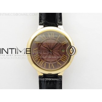 Ballon Bleu 42mm RG 3KF 1:1 Best Edition Brown Texture Dial on Brown Leather Strap A2824