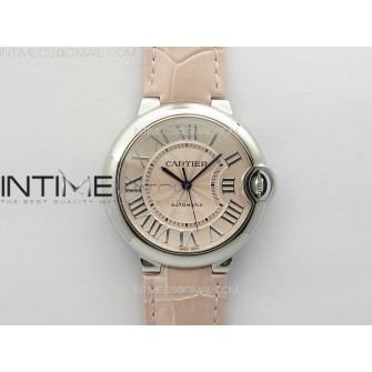 Ballon Bleu 36mm SS 3KF 1:1 Best Edition Pink Textured Dial on Pink Leather Strap A076