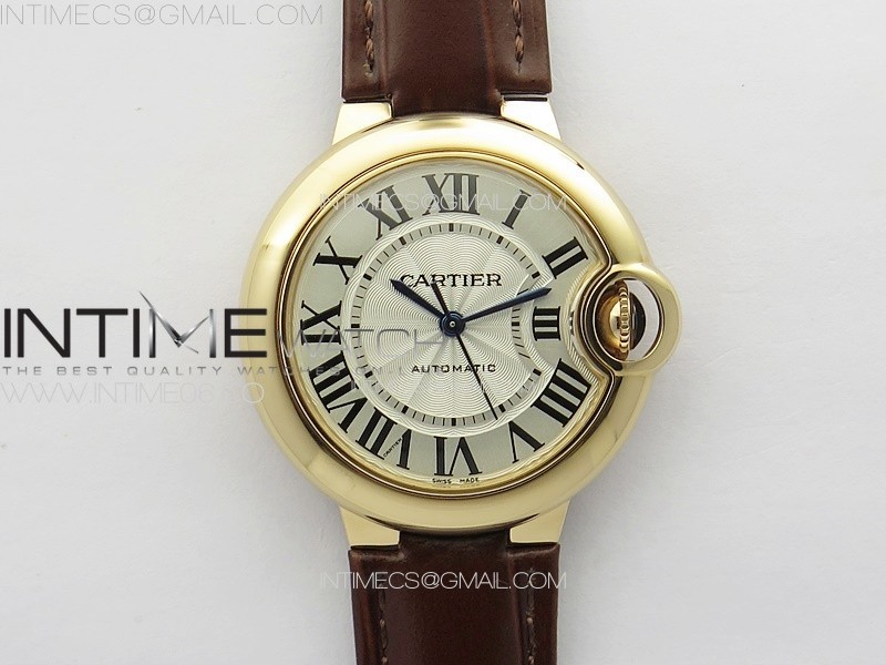Ballon Bleu 33mm RG 3KF 1:1 Best Edition White Textured Dial on Brown Leather Strap A076