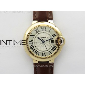 Ballon Bleu 33mm RG 3KF 1:1 Best Edition White Textured Dial on Brown Leather Strap A076