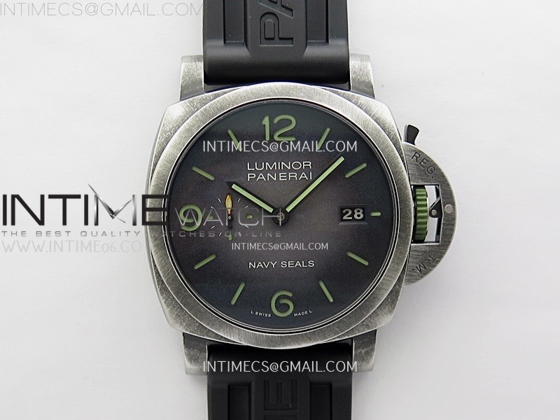 PAM1412 Z Satin-polished steel VSF 1:1 Best Edition Green Shaed Dial on Black Rubber Strap Asian P9010 super clone