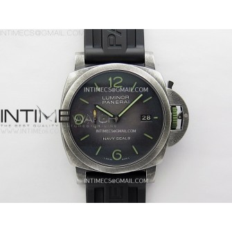 PAM1412 Z Satin-polished steel VSF 1:1 Best Edition Green Shaed Dial on Black Rubber Strap Asian P9010 super clone