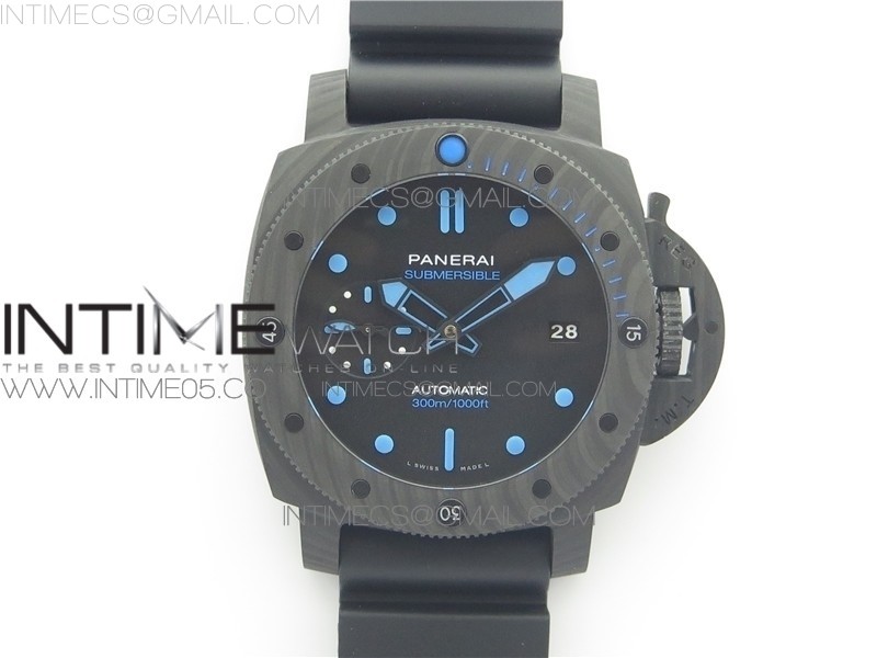 PAM 960 Carbotech 42mm VSF Best Edition Black Dial Blue Markers on Rubber Strap P.9010 Clone
