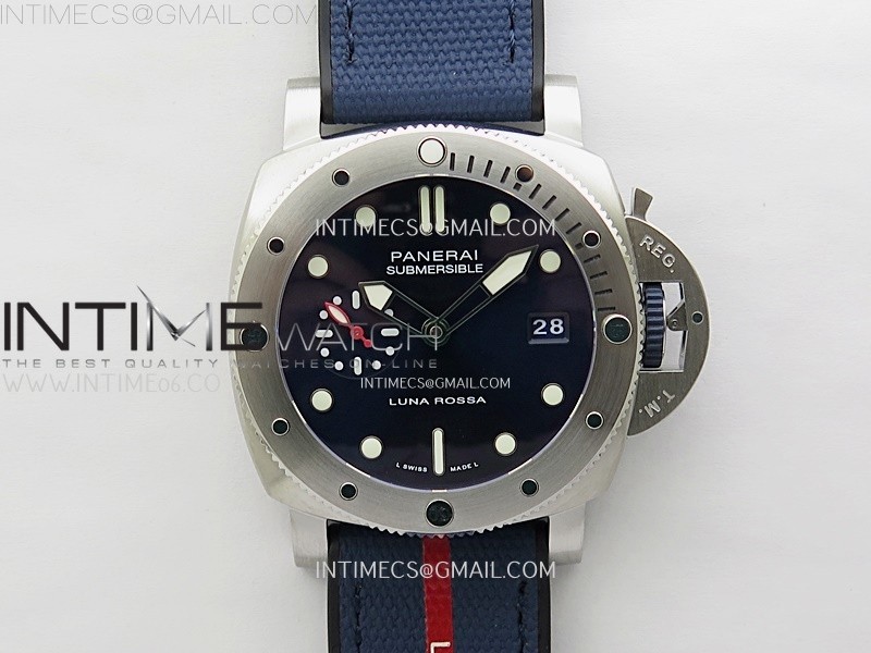 PAM1391 Submersible 44mm VSF 1:1 Best Edition Blue Dial on Blue Kevlar Composite Strap P900