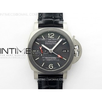 PAM1096 W Luminor GMT 42mm Titanium VSF 1:1 Best Edition Black Dial on Black Leather Strap P.9011 Super Clone