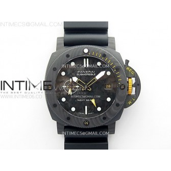 PAM1324 Carbotech 44mm GMT VSF 1:1 Best Edition Carbon Dial on Black Rubber Strap P.9011