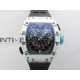 RM035-03 White Carbon/Blue Crown Z Factory Skeleton Dial on Black Rubber Strap Asian Skeleton movement