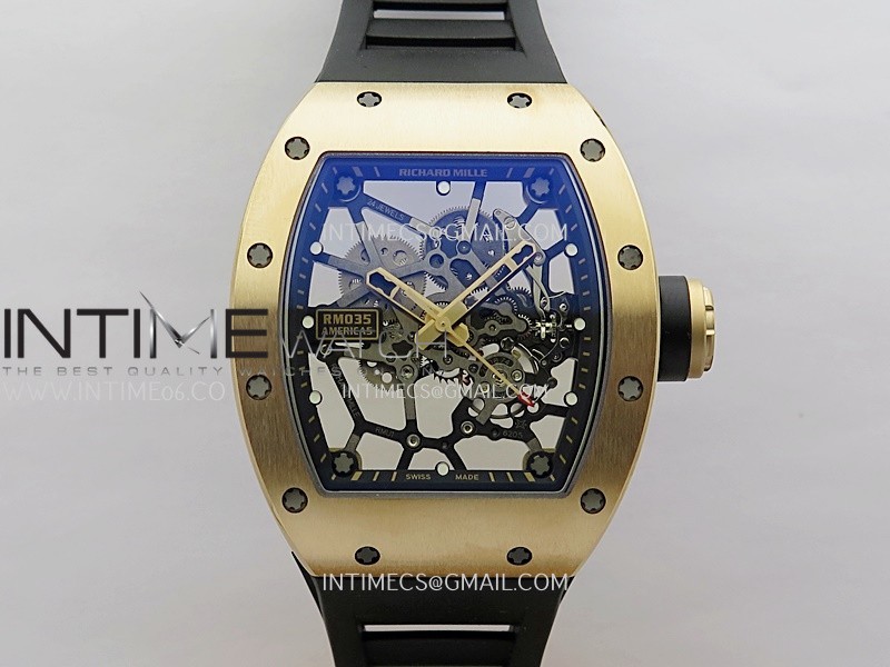 RM035 Americas Manual RG ZF 1:1 Best Edition Skeleton Dial On Black Rubber Strap Super Clone RMUL1