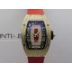 RM07 Paved Diamonds Bezel RG ZF Best Edition Diamonds Skeleton Dial On Red Rubber Strap Asian CRMA2 Clone