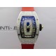 RM07 Paved Snowflake Cut Diamonds SS ZF Best Edition Red MOP Diamond Skeleton Dial On Red Rubber Strap Asian CRMA2 Clone