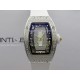 RM07 Paved Snowflake Cut Diamonds SS ZF Best Edition White MOP Diamond Skeleton Dial On White Rubber Strap Asian CRMA2 Clone